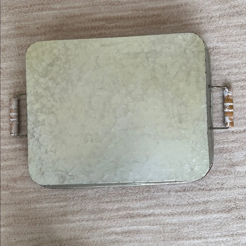 ‘Tree Farm With Truck' Metal Serving Tray with Handles by Lori Deiter, 14” x 11”
